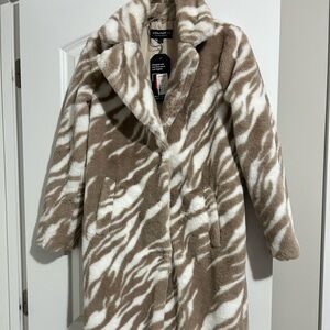NWT Faux Fur Jacket in Cream and Brown